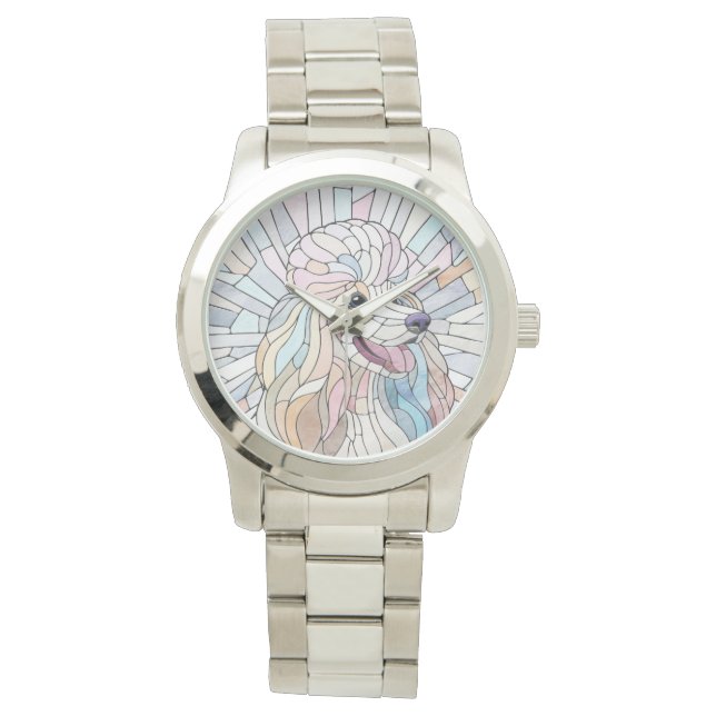 Reloj De Pulsera Poodle - arte en mosaico pastel (Anverso)