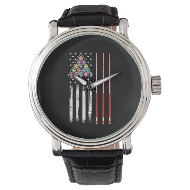 Reloj De Pulsera Pool Player American Flag (Anverso)