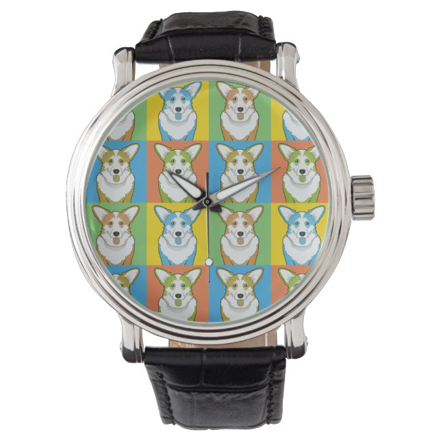 Reloj De Pulsera Pop-Art Personalizado de Cardigan Welsh Corgi Dog (Anverso)