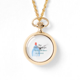 Reloj De Pulsera Pop la ducha azul de novia Champagne marca la fech