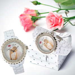 Reloj De Pulsera Por siempre amor Rojo Rosa Elegante Diamante de im
