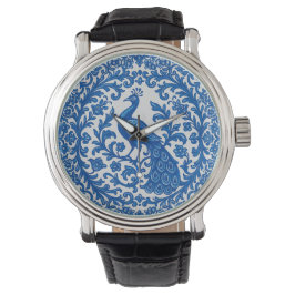 Reloj De Pulsera Portuguese Azulejo Peacock Watch – Blue & White Ti