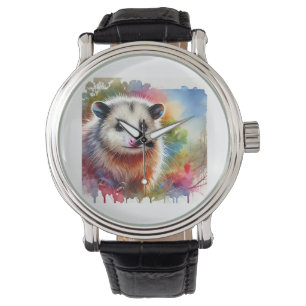 Reloj De Pulsera Possum in a Colorful Meadow 070824AREF151 - Waterc