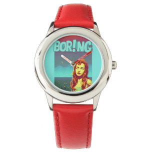 Reloj De Pulsera Postal de mujer pelirroja de arte pop aburrido