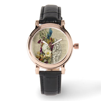 Reloj De Pulsera poster de anatomía cerebral floral médica