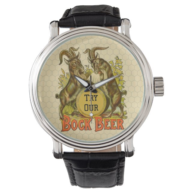 Reloj De Pulsera Póster de cerveza Bock vintage: Salón de bar antig (Anverso)
