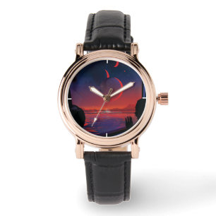 Reloj De Pulsera Poster del espacio retro - Los espectadores observ