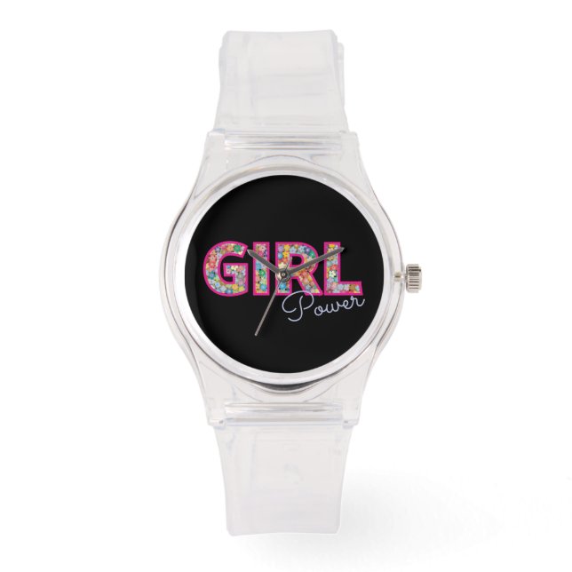 Reloj De Pulsera Potencia chica | Mujer de Flor Silvestre Rosa (Anverso)