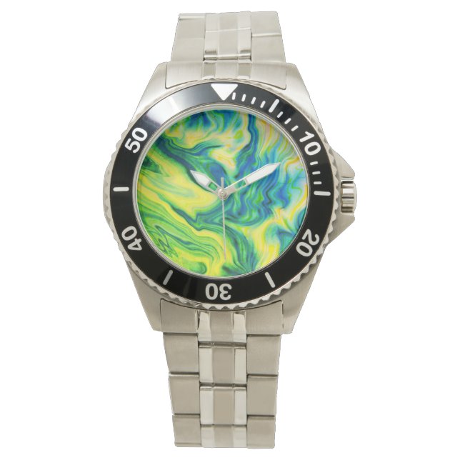 Reloj De Pulsera Pour acrílica, azul, verde, amarillo / (Anverso)