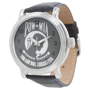 Reloj De Pulsera POW-MIA le no olvidan - Leathe negro de los