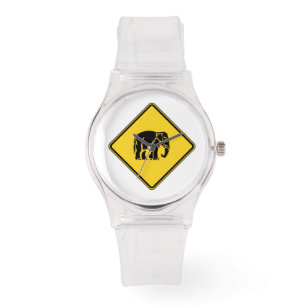 Reloj De Pulsera Precaución: Elefantes cruzan ⚠ Rótulo tailandés ⚠