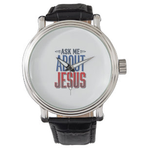 Reloj De Pulsera Pregúntame sobre Jesús Diseño de camiseta cristian