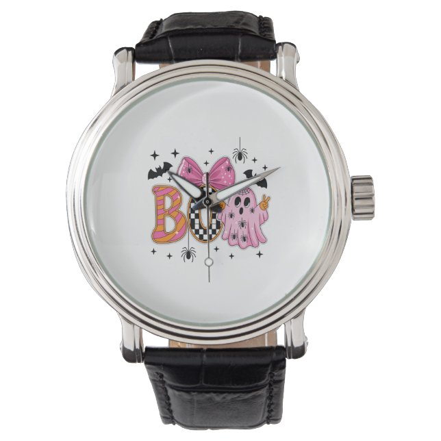 Reloj De Pulsera Preppy Spooky Halloween Boo (Anverso)