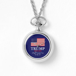 RELOJ DE PULSERA PRESIDENT DONALD TRUMP SILVER NECKLACE WATCH