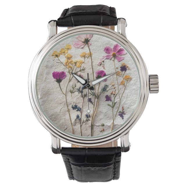 Reloj De Pulsera Pressed Wildflower Pastel Nature Watch (Anverso)