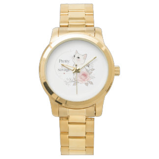 Reloj De Pulsera Pretty But Savage White Cat Rose Watch