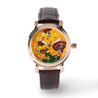 Reloj De Pulsera PrettyOrange y el girasol amarillo