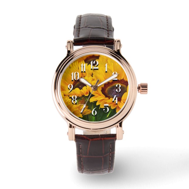 Reloj De Pulsera PrettyOrange y el girasol amarillo (Anverso)
