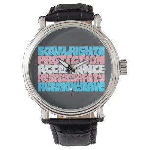 Reloj De Pulsera PRIDE Trans rights word art bandera LGBT cita rega