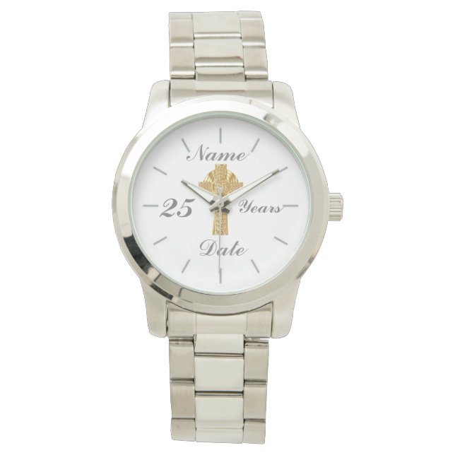 Reloj De Pulsera Priest Silver Jubileo 25th Personalized Watch (Anverso)