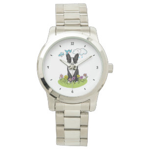 Reloj De Pulsera Primavera Boston Terrier (negro) Perro lindo