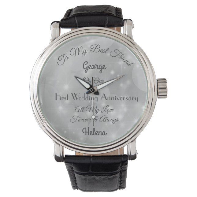 Reloj De Pulsera Primer aniversario Boda personalizado Watch (Anverso)