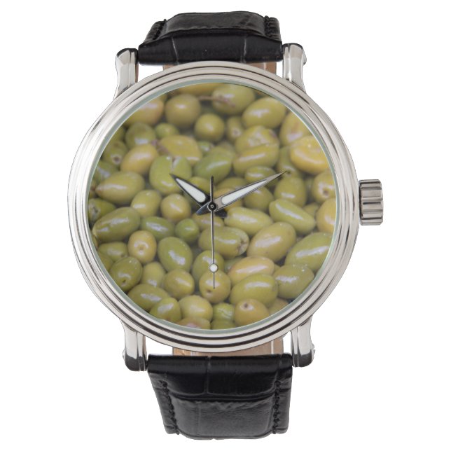 Reloj De Pulsera Primer plano de aceitunas verdes (Anverso)