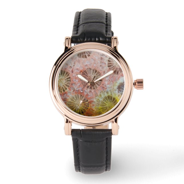 Reloj De Pulsera Primer plano de coral rosa (Anverso)