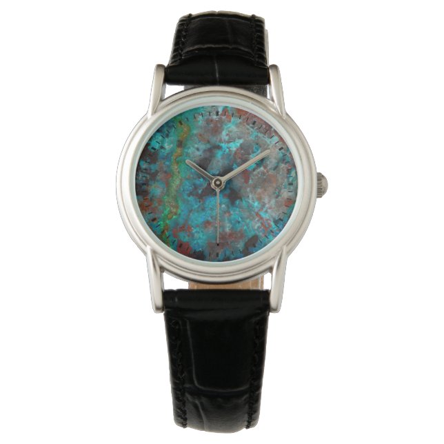 Reloj De Pulsera Primer plano de Shattuckita azul (Anverso)