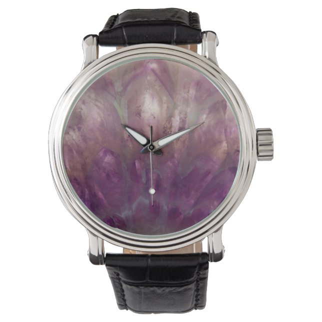 Reloj De Pulsera Primer plano de una amatista morada (Anverso)