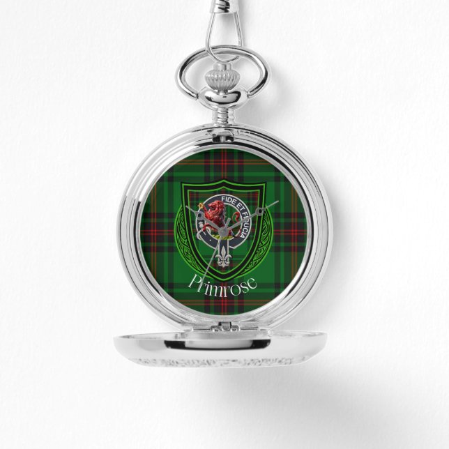 Reloj De Pulsera Primrose Scottish Clan Tartan & Crest (Anverso)