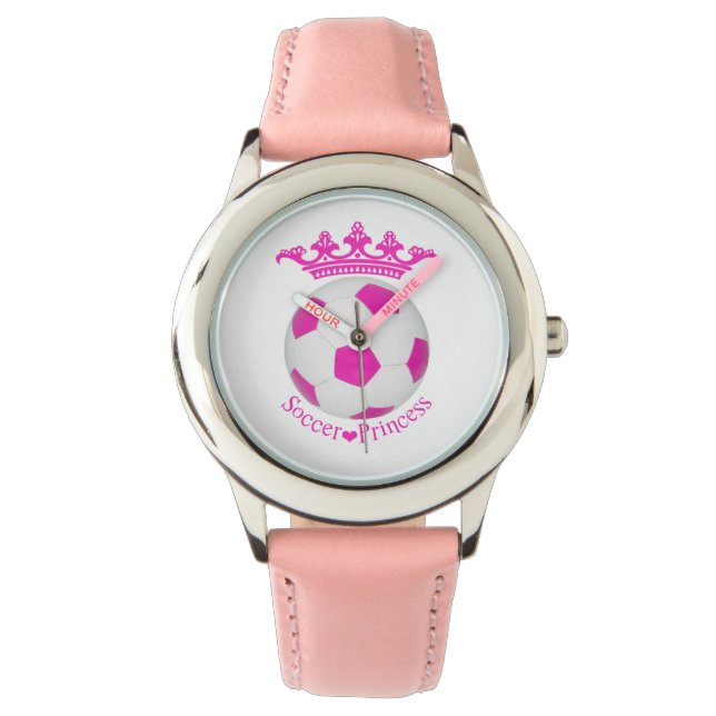 Reloj De Pulsera Princesa de fútbol, bola de fútbol rosa (Anverso)
