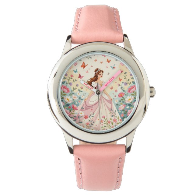 Reloj De Pulsera Princesa linda con mariposas (Anverso)