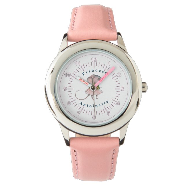 Reloj De Pulsera Princesa personal del ratón de rata azul rosada pa (Anverso)