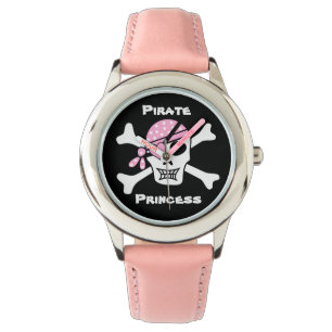 Reloj De Pulsera Princesa pirata en negro con texto Personalizado