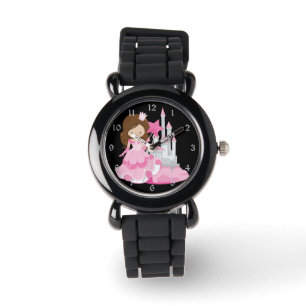 Reloj De Pulsera Princesa rosa bonito con castillo