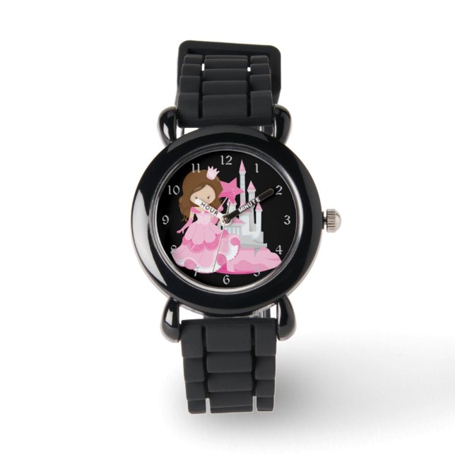 Reloj De Pulsera Princesa rosa bonito con castillo (Anverso)