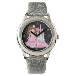 Reloj De Pulsera Princesa rosa bonito con castillo