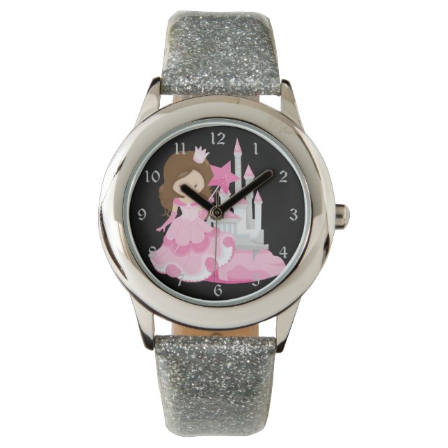Reloj De Pulsera Princesa rosa bonito con castillo (Anverso)