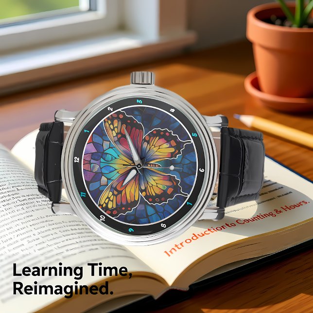 Reloj De Pulsera Prismatic Flight" - Stained Glass Butterfly  (Subido por el creador)