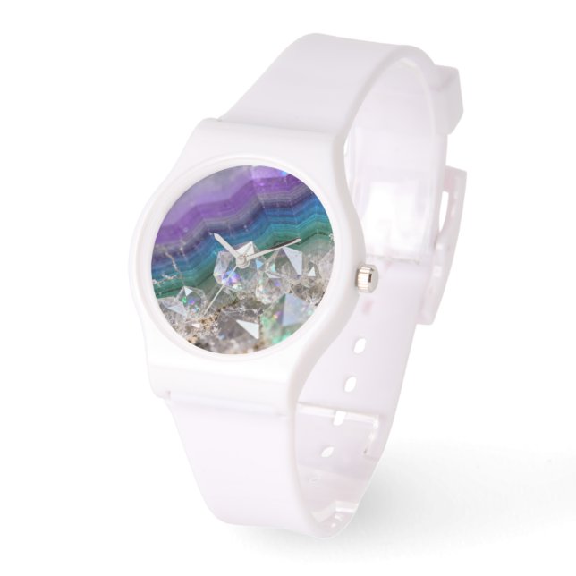 Reloj De Pulsera Prismatic Quartz Fusion Vibrant Crystal Design (Ángulo)