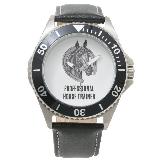 Reloj De Pulsera Profesional de entrenamiento de caballos Black Whi (Anverso)