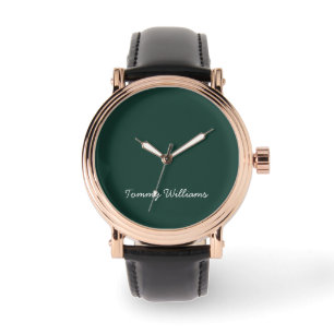 Reloj De Pulsera Profesional verde de esmeralda minimalista simple