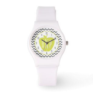 Reloj De Pulsera Profesor gris del monograma de Apple de Chevron y