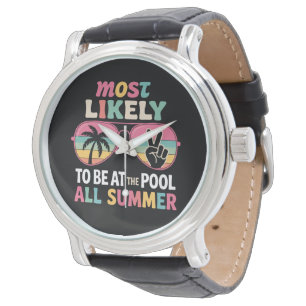 Reloj De Pulsera Profesor Más Probable de Estar en la Piscina Todo 