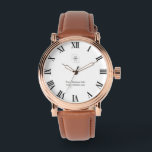 Reloj De Pulsera Professional Logo & Business Name Modern<br><div class="desc">Promote your brand with a professional modern watch promotional design featuring your business logo and company name. This elegant minimalist style is perfect for business branding, marketing campaigns, product showcases, and promotional presentations. The stylish rose gold vintage watch with a brown leather strap provides a luxury and professional look, making...</div>