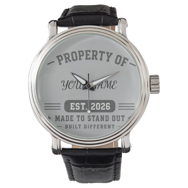 Reloj De Pulsera Propiedad Personalizada De Nombre – Estilo Varsity (Anverso)