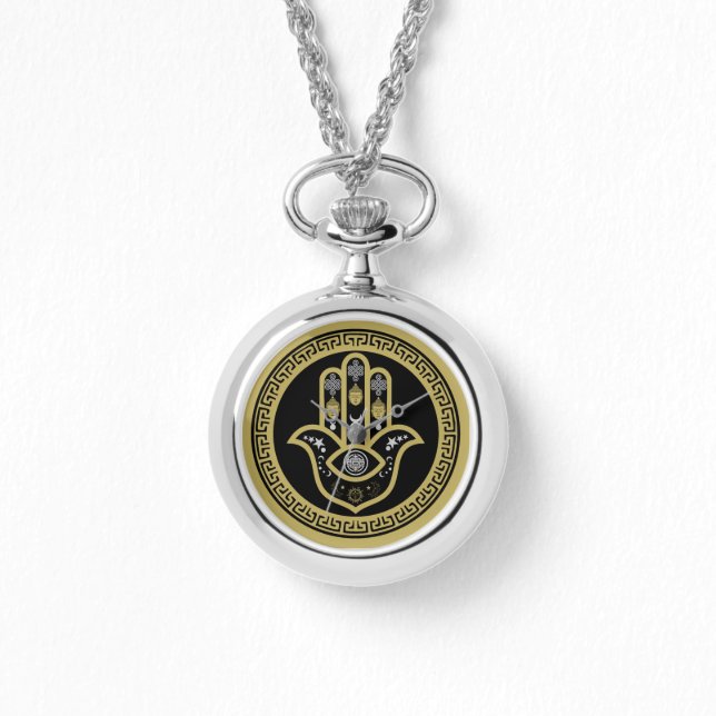 Reloj De Pulsera Protección del Ojo Malo Mano Hamsa (Anverso)