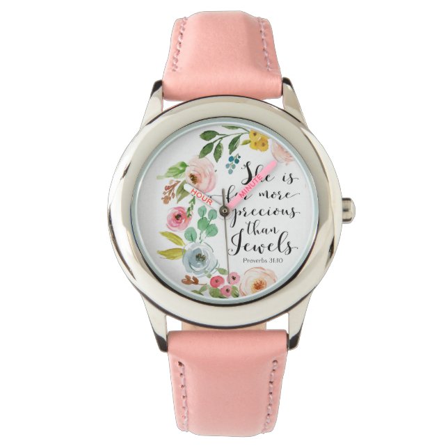 Reloj De Pulsera Proverbios 31 Ella Es Mucho Más Preciosa Vigilanci (Anverso)
