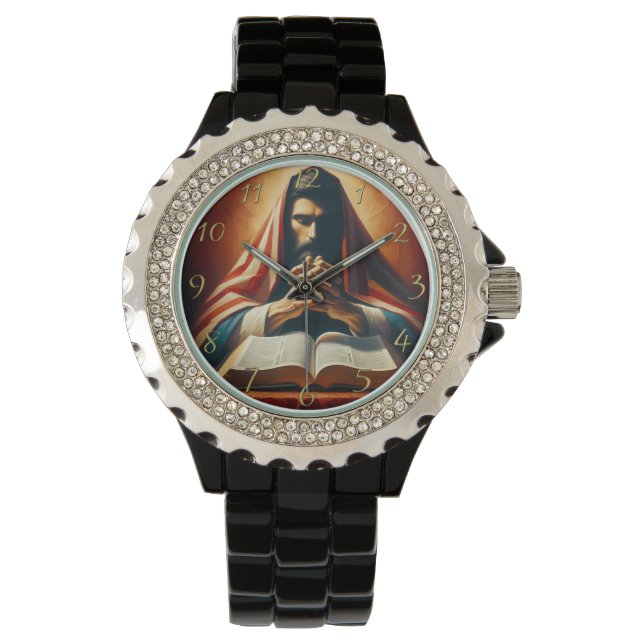 Reloj De Pulsera Proverbios 3:5 Biblia sagrada con manos (Anverso)
